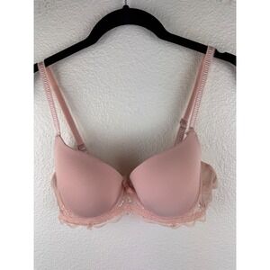 Marilyn Monroe Intimates Pink Lace Trim Underwire Push Up Bra 36E‎
